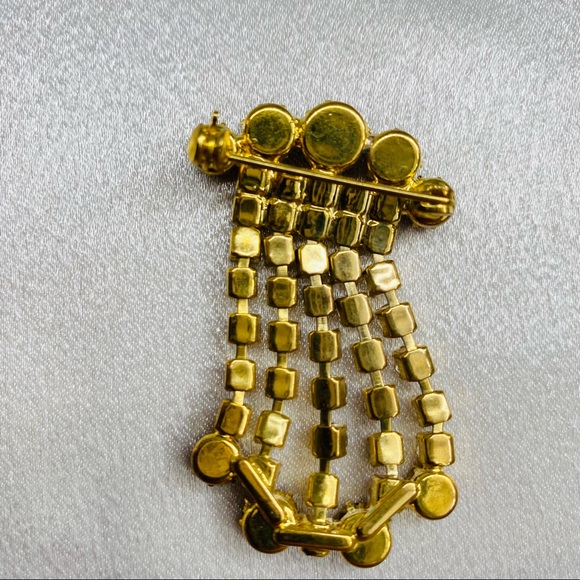 Vintage Sparkly Rhinestones Waterfall Drop Brooch - Picture 3 of 3